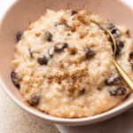 A bowl of rice pudding.