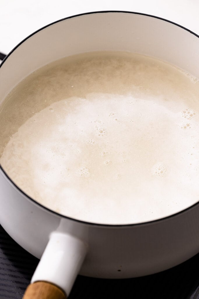 Uncooked rice for rice pudding recipe.