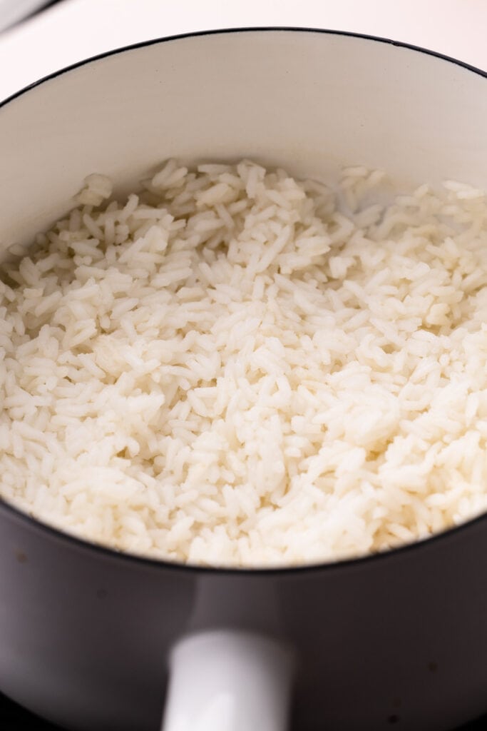 Rice in a pot for rice pudding.
