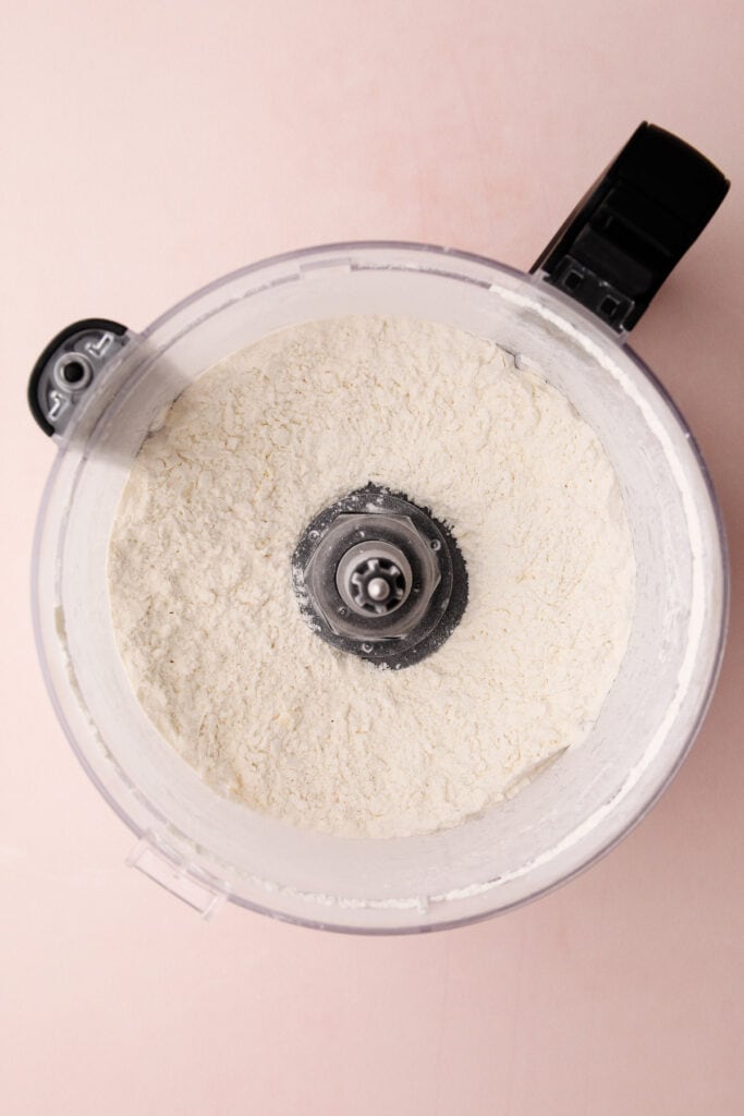 Making a sweet butter pie crust in a food processor.