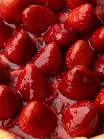 Glazed strawberries.