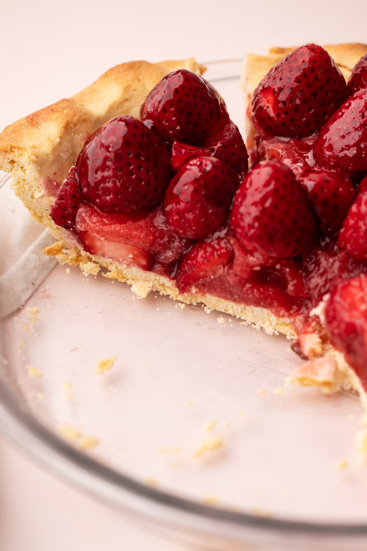 A slice of fresh strawberry pie.