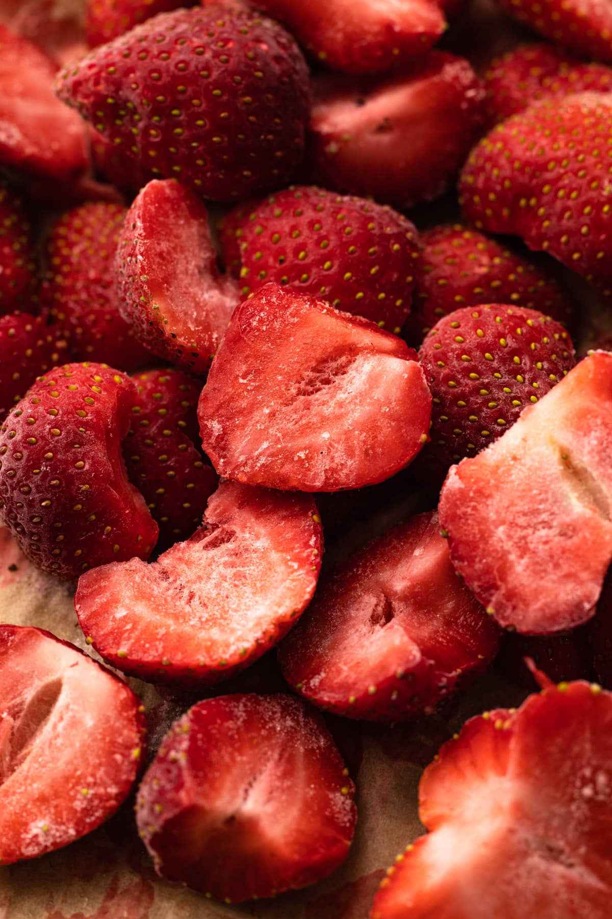 Frozen strawberries.