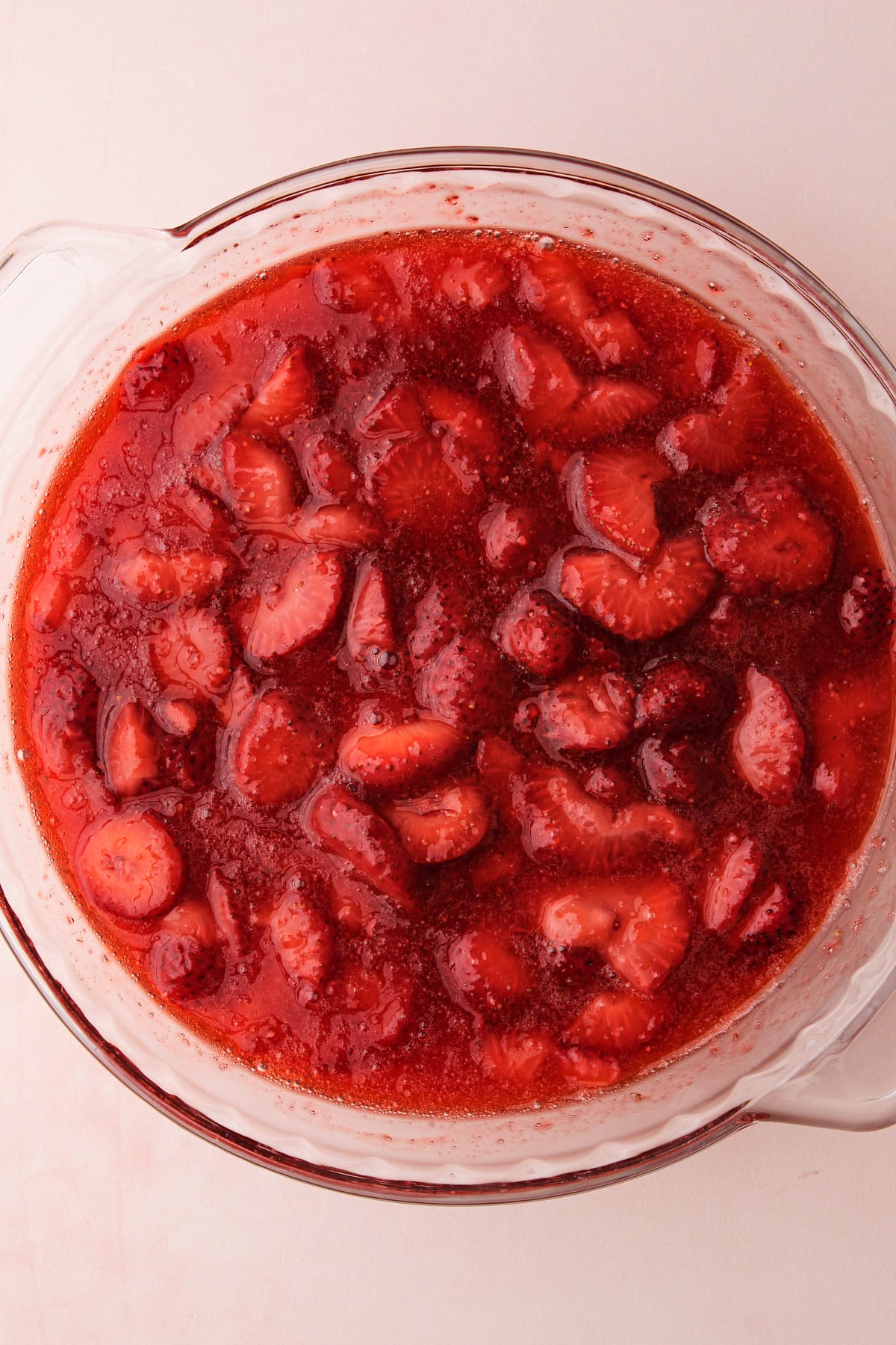 Cooked strawberry topping.