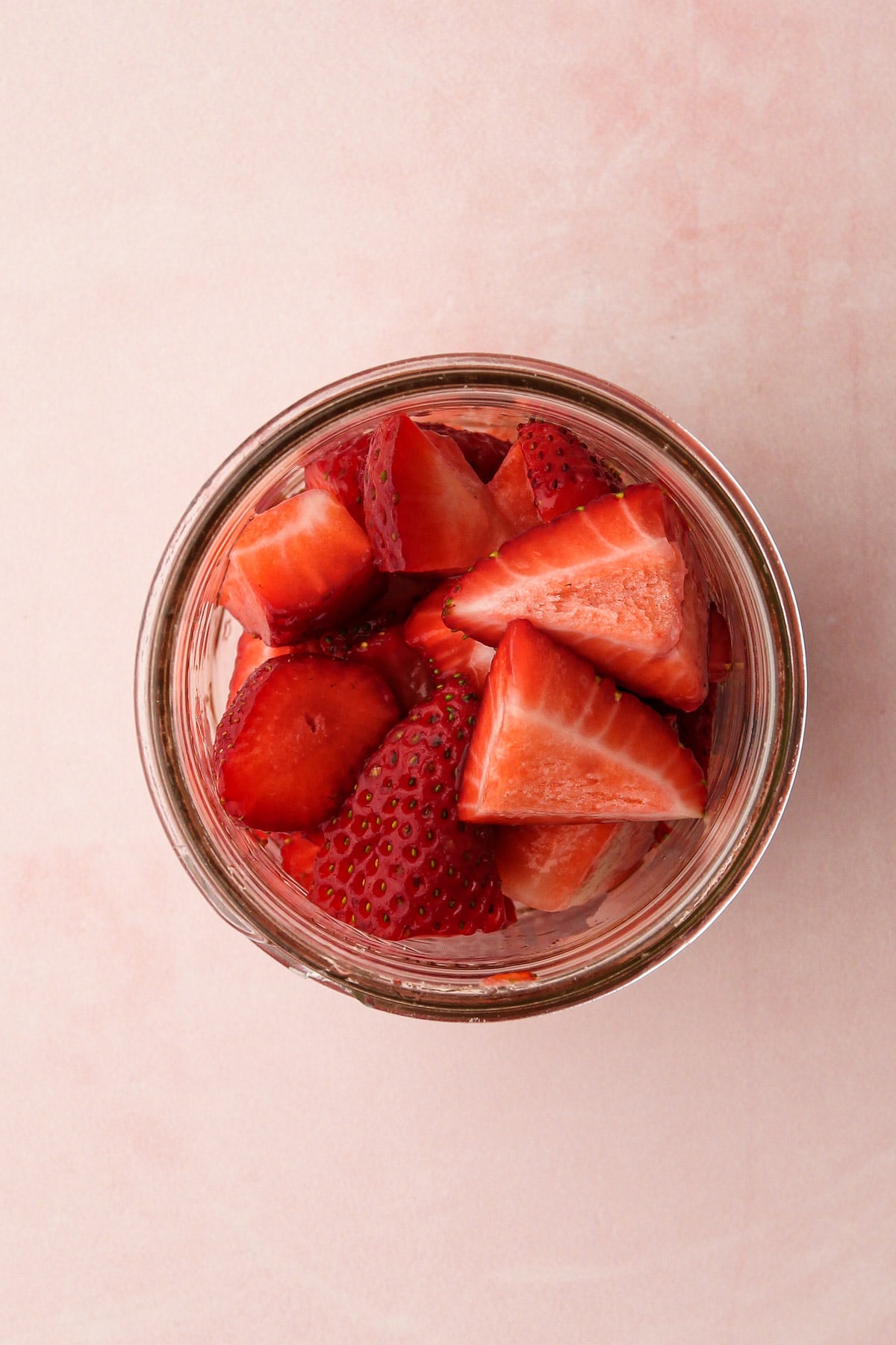 Cut strawberries.