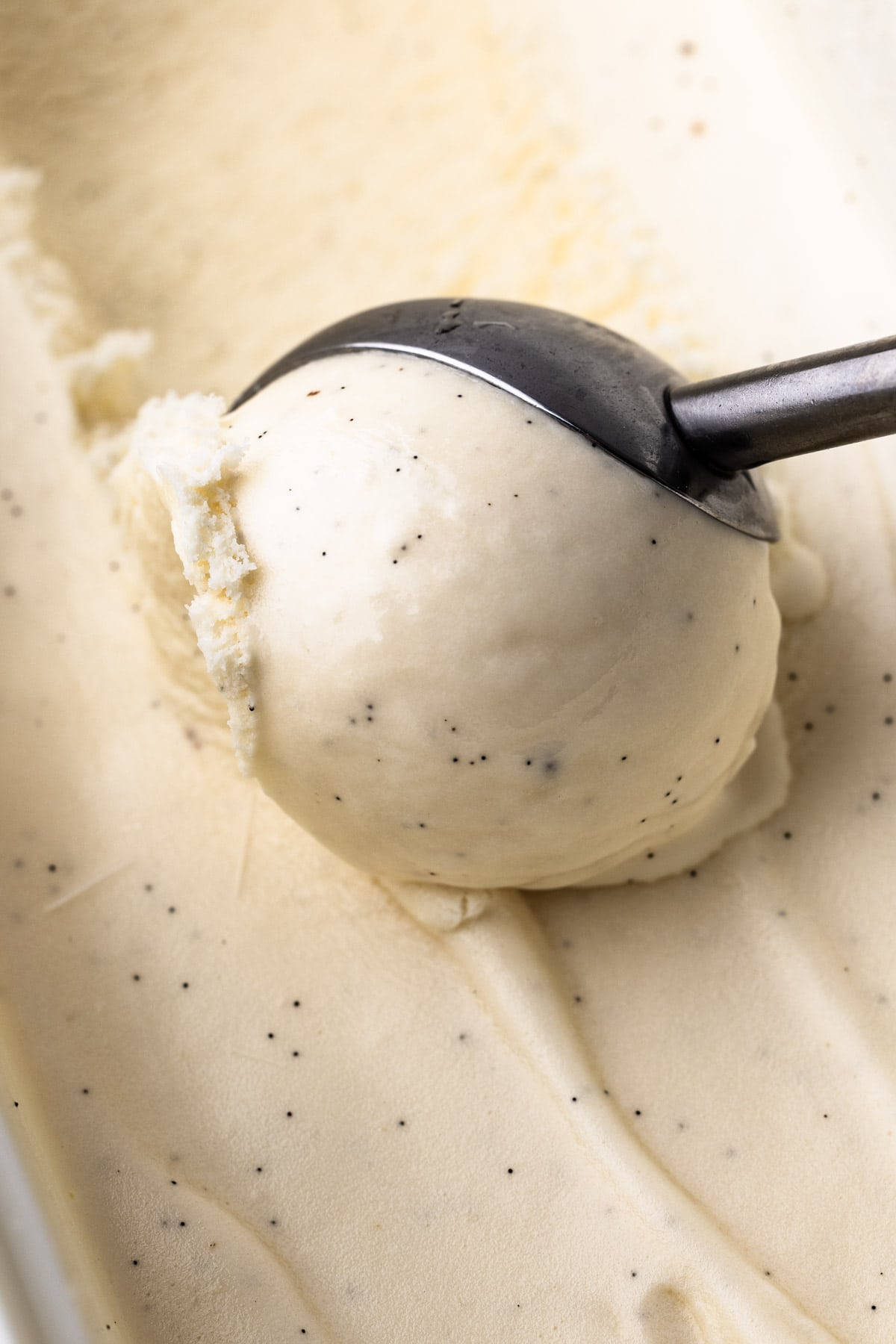 A scoop of vanilla ice cream.