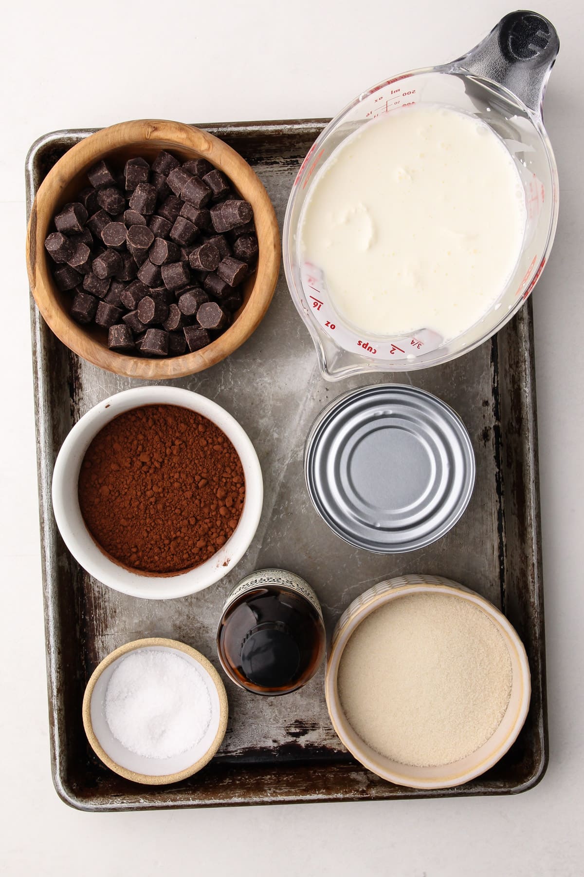 Chocolate ice cream ingredients.