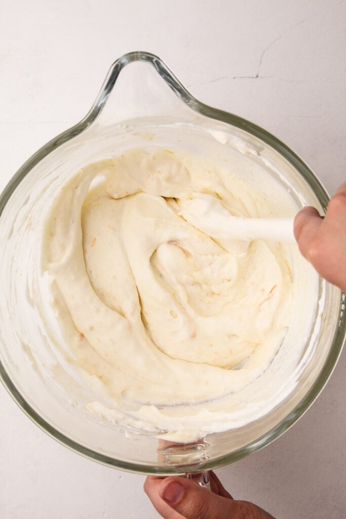 Creamsicle pie filling in a mixing bowl.