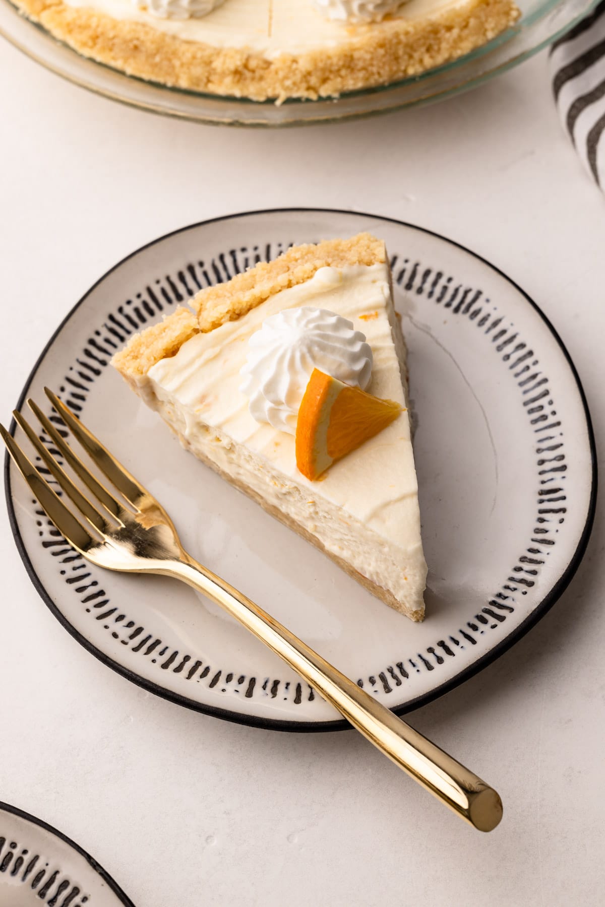 A slice of creamsicle pie.