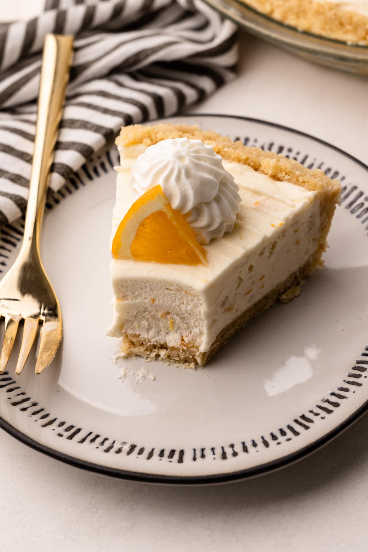 A slice of creamsicle pie.
