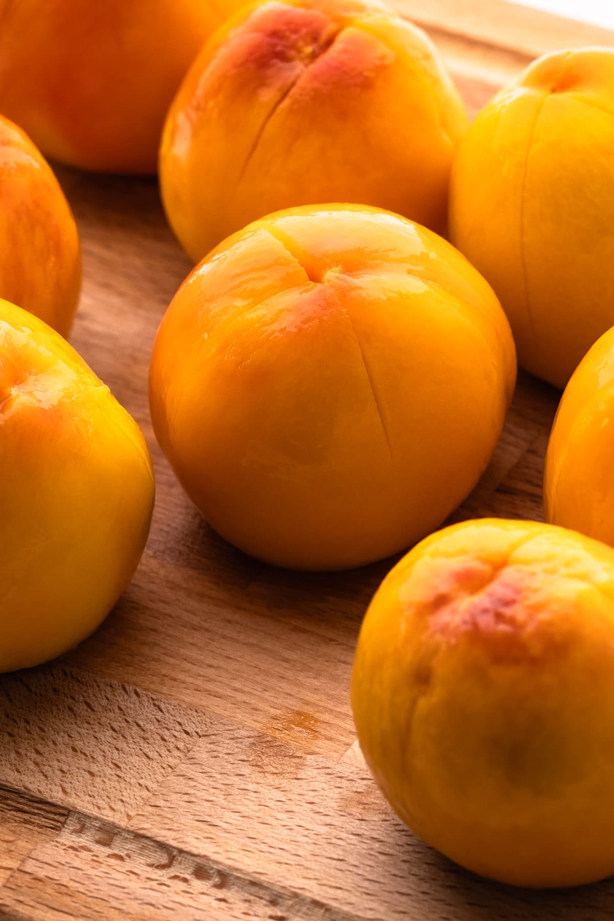 peeled peaches.