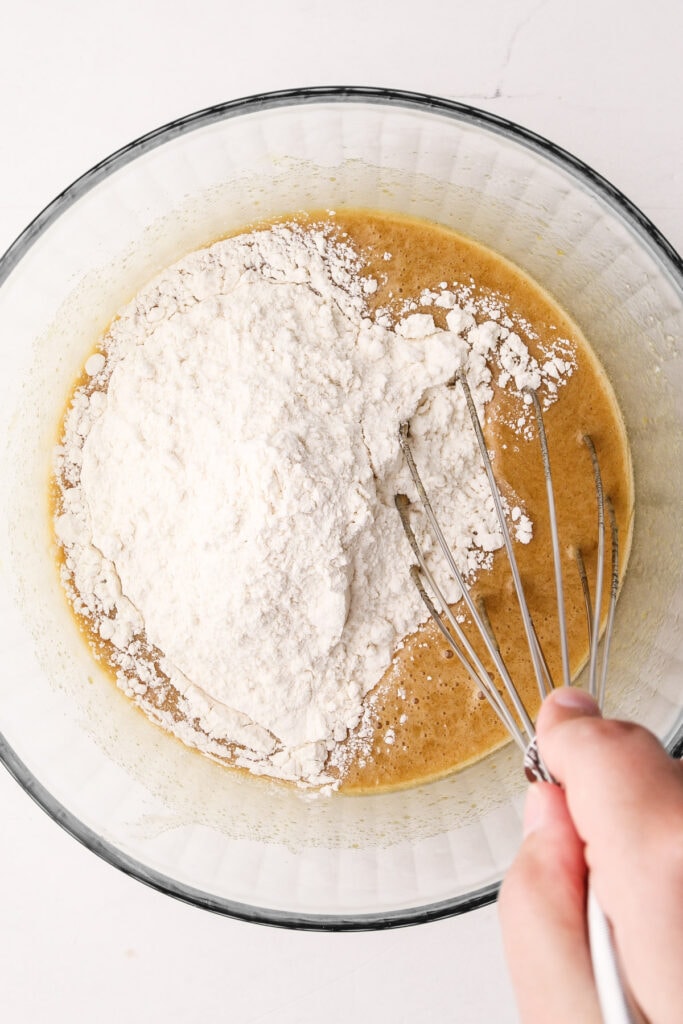 Making waffle cone batter.