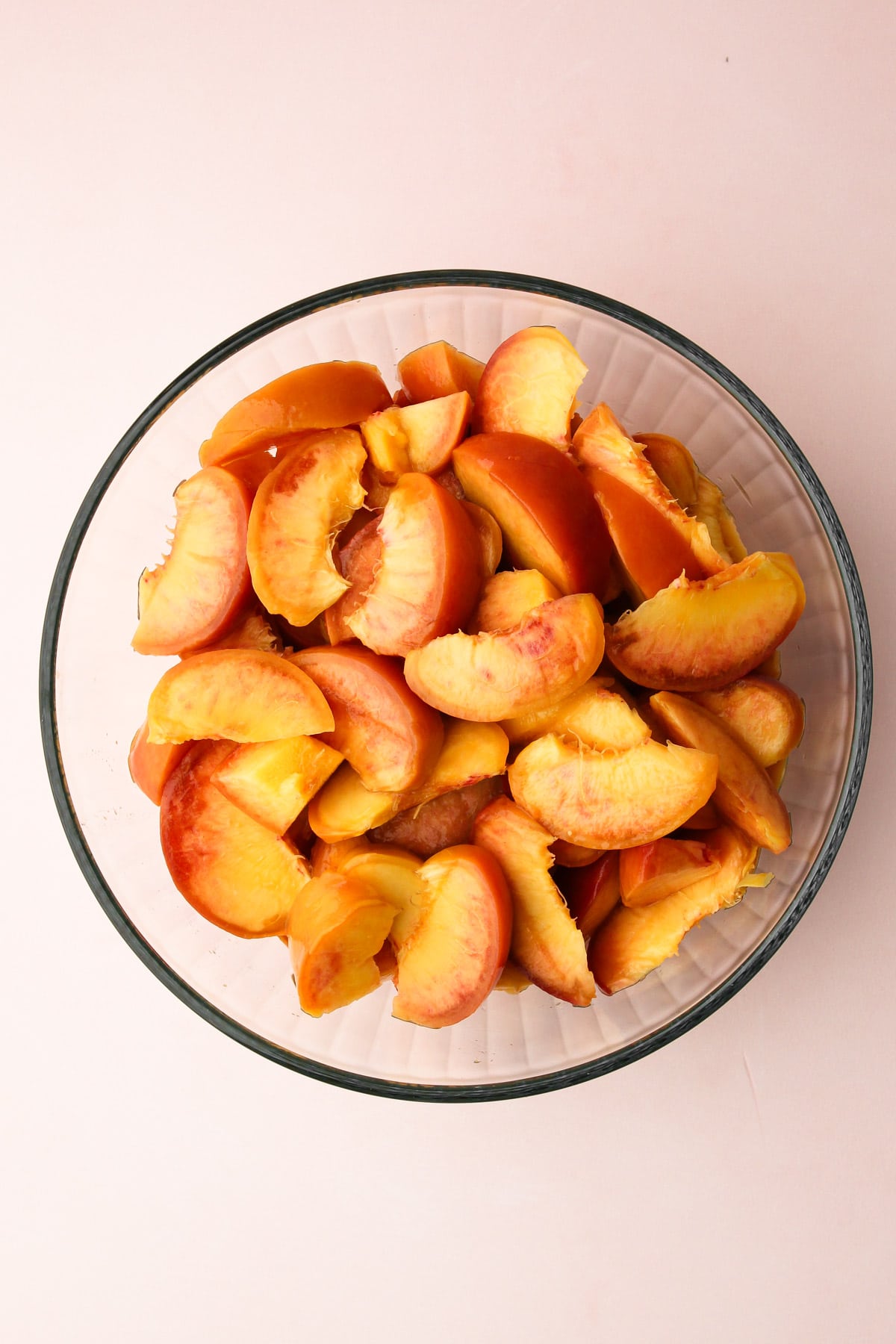 Peach pie filling in a bowl.