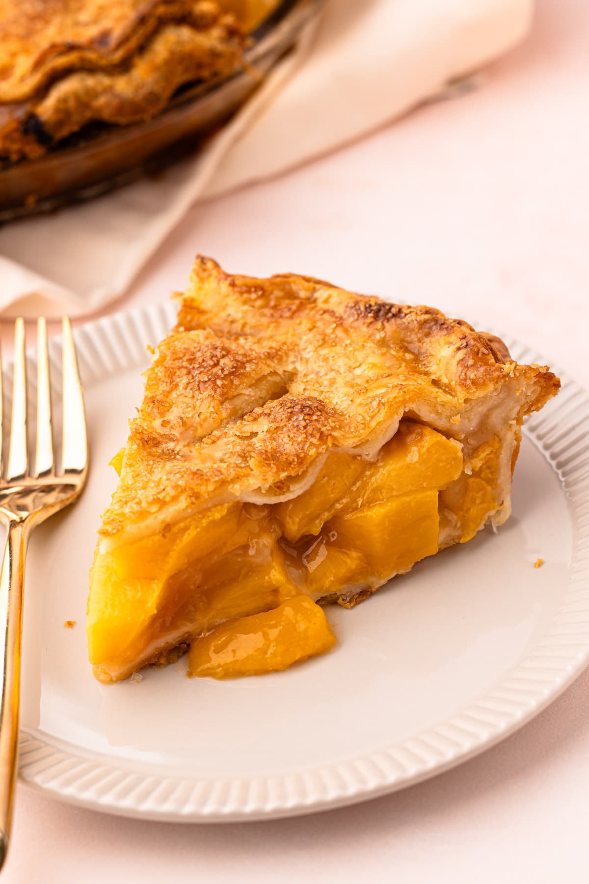 A slice of peach pie.