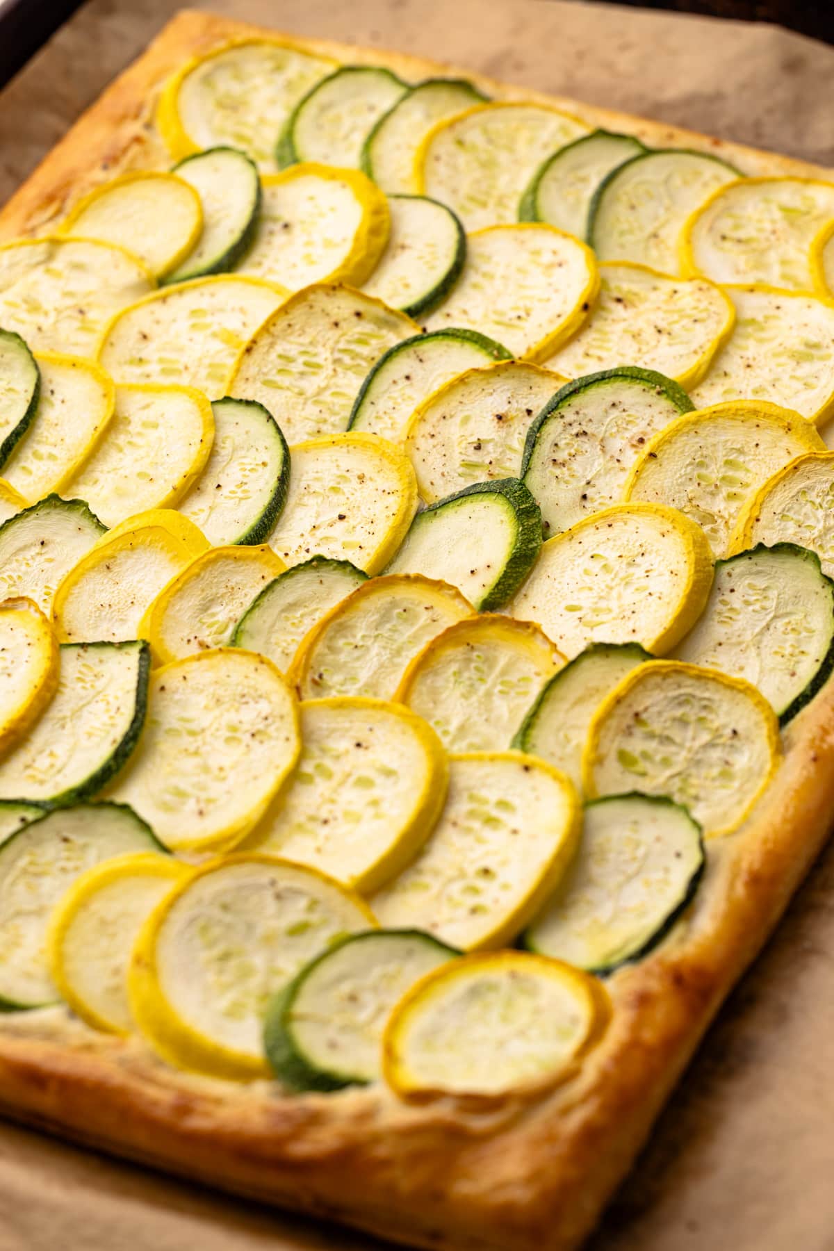 A baked zucchini tart.