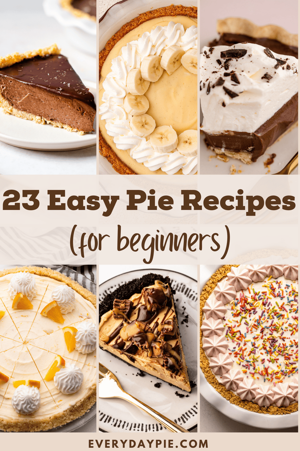 Easy pie recipes with a text overlay title.