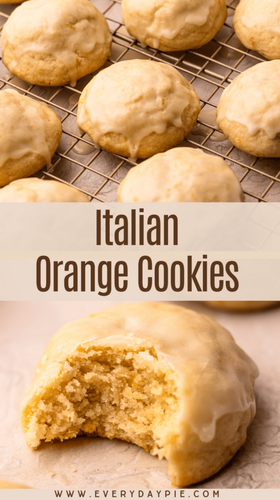 Baked and glazed orange cookies on a cooling rack.
