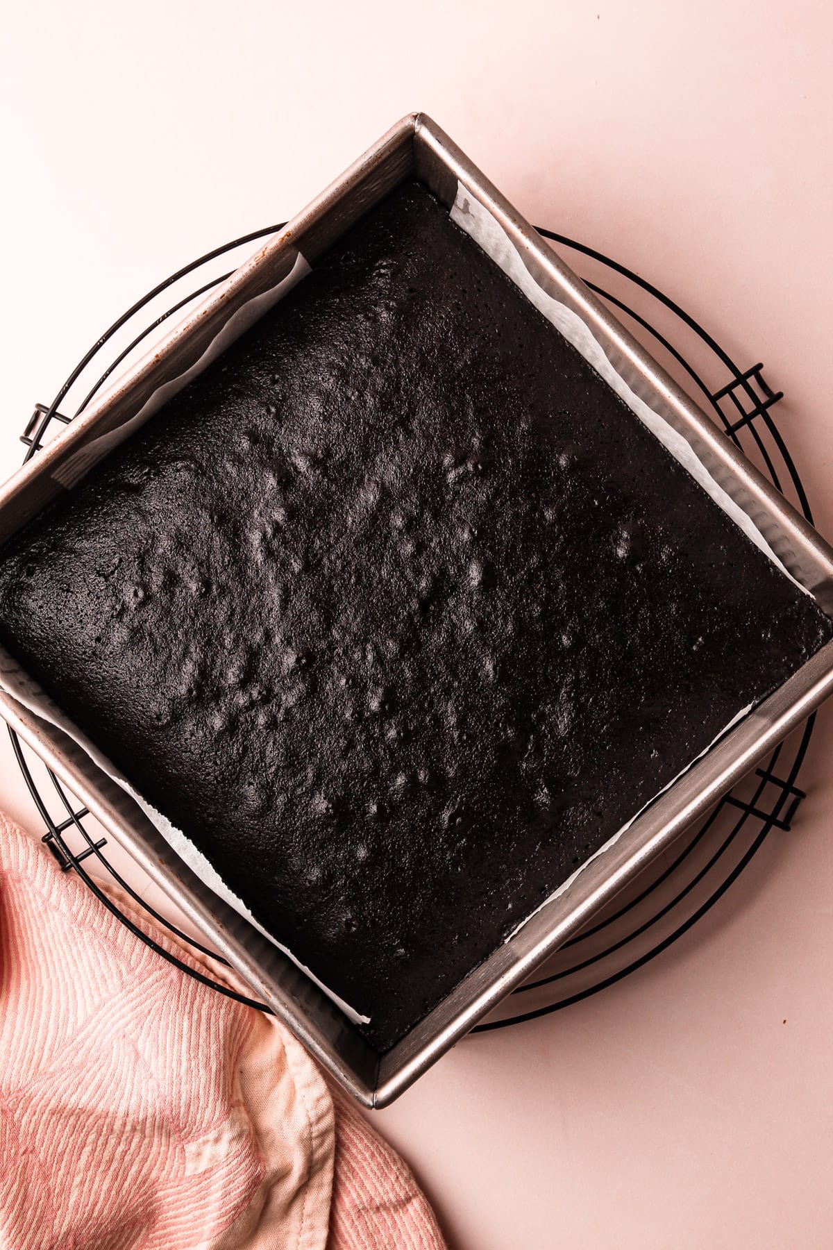 Baked almond flour brownies straight from the oven.