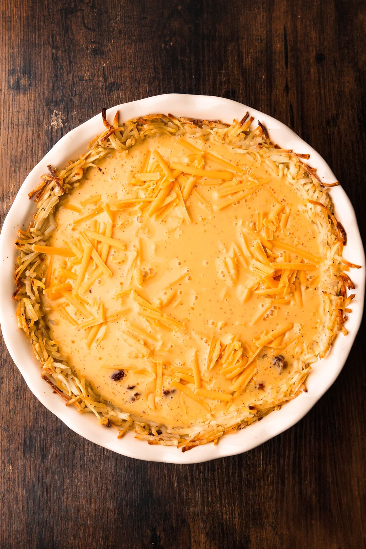 An unbaked breakfast pie.