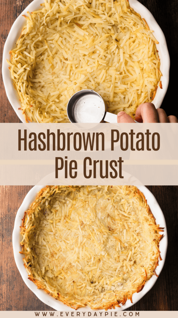 A potato pie crust unbaked and fully baked.