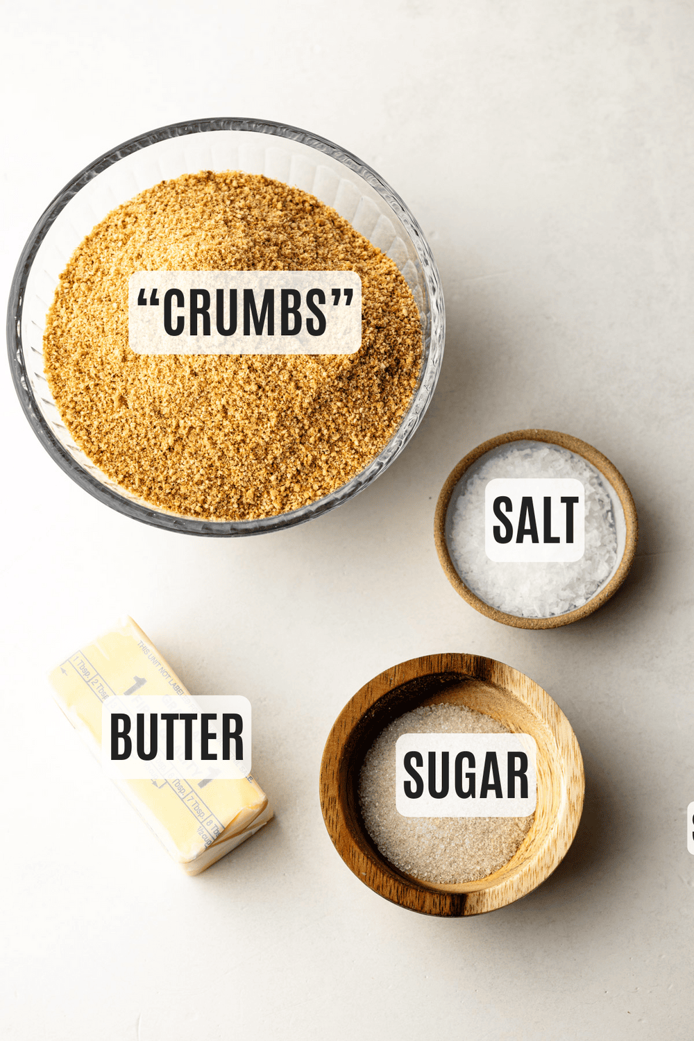 Ingredients to make a crumb crust.