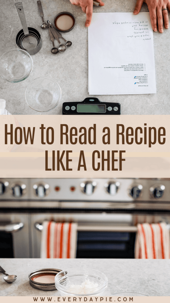 A chef preparing to follow a recipe in a kitchen.