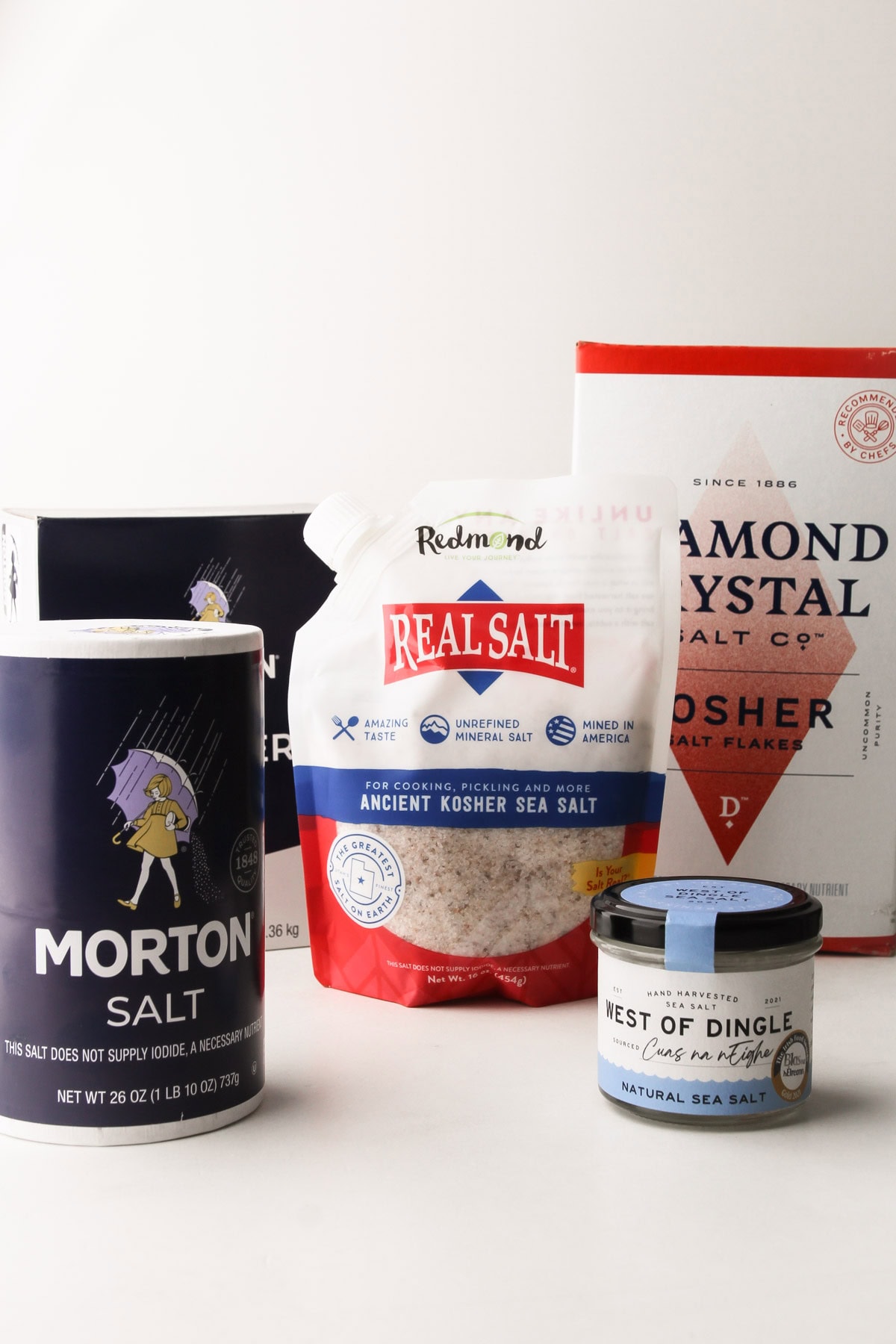 Different brands of salt.