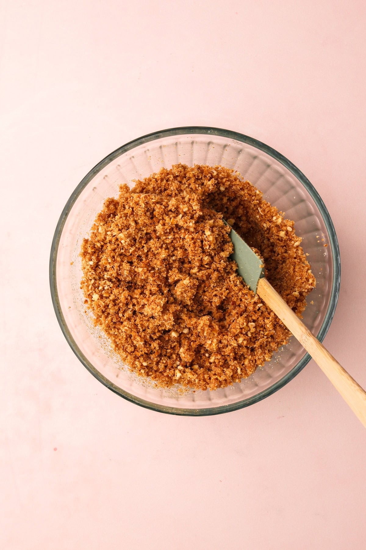 Graham cracker crumb ingredients in a bowl.