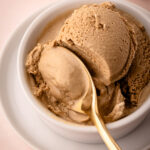 A serving of homemade coffee ice cream.