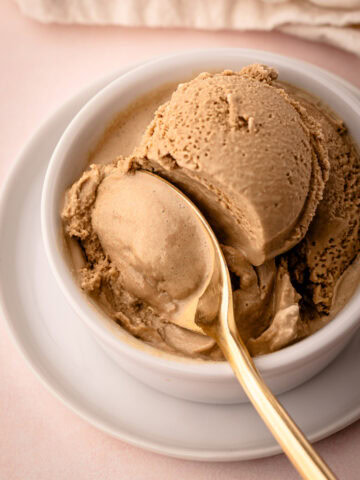 A serving of homemade coffee ice cream.