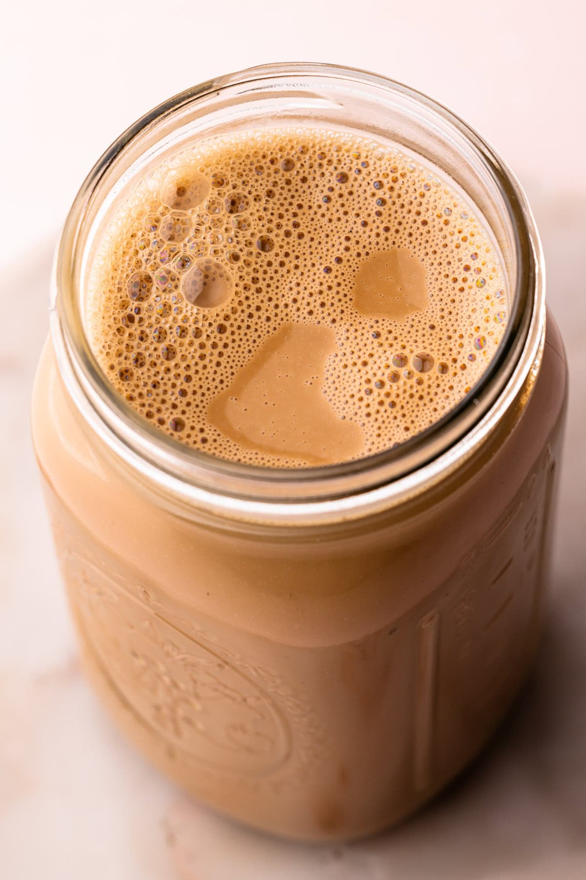 Coffee ice cream custard in a jar.