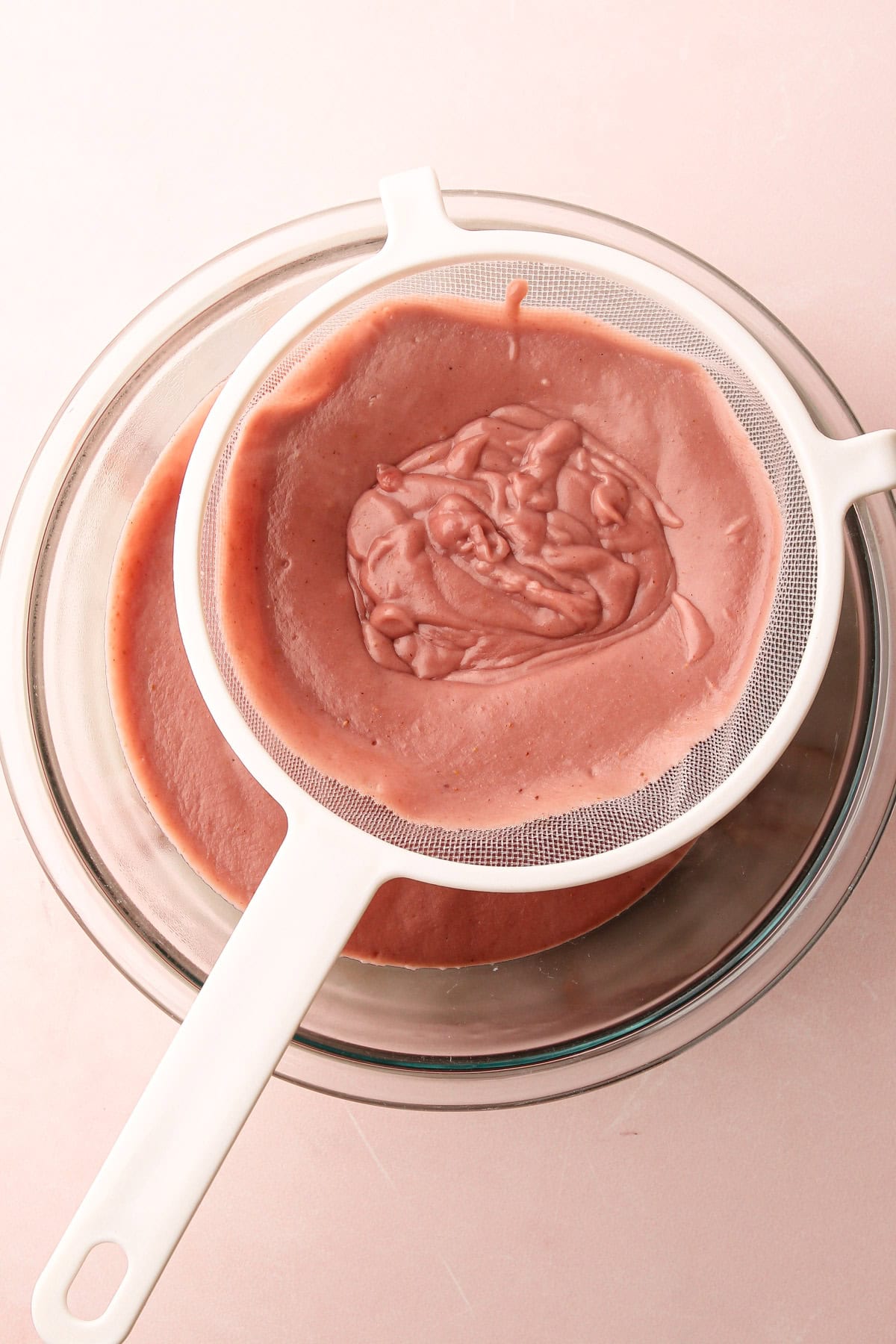 Strained strawberry pudding.