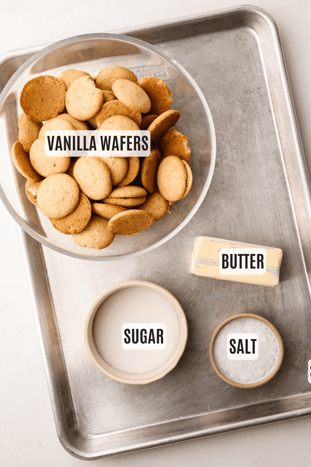 Ingredients for a nilla wafer crust.