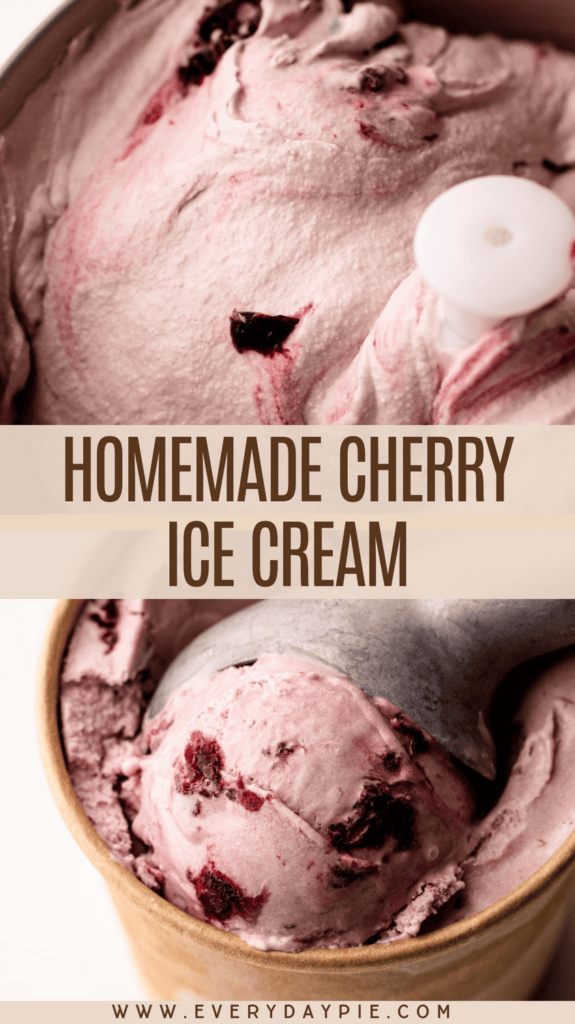 Homemade all-natural cherry ice cream being prepared.