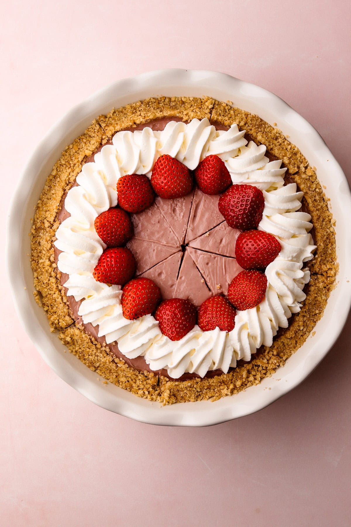 A pie made from strawberry pudding.