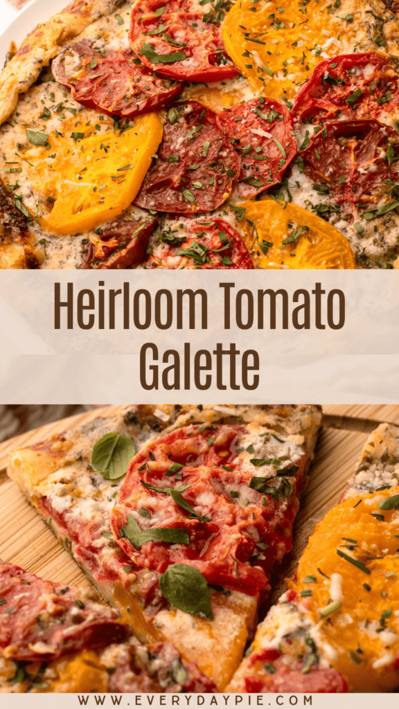 A freshly baked heirloom tomato galette.