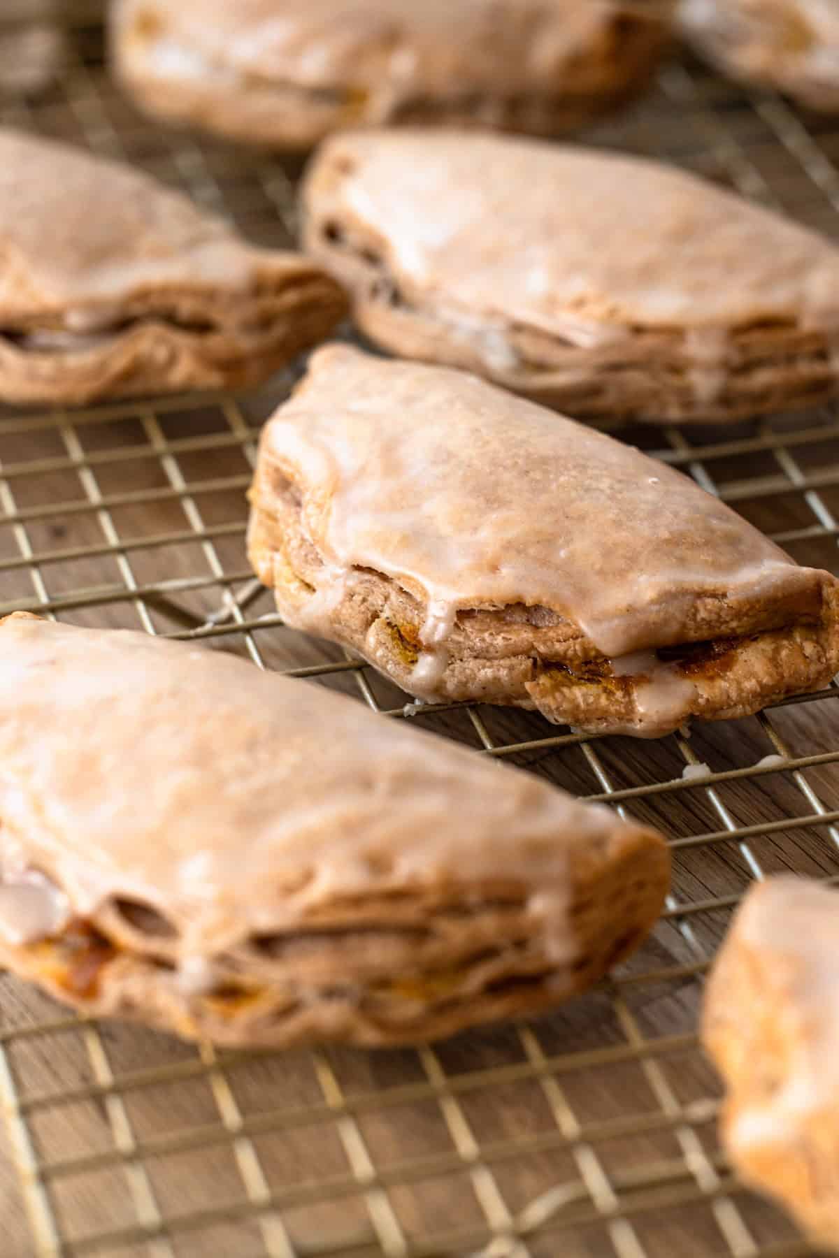 A baked and glazed harry potter inspired pumpkin pasty.