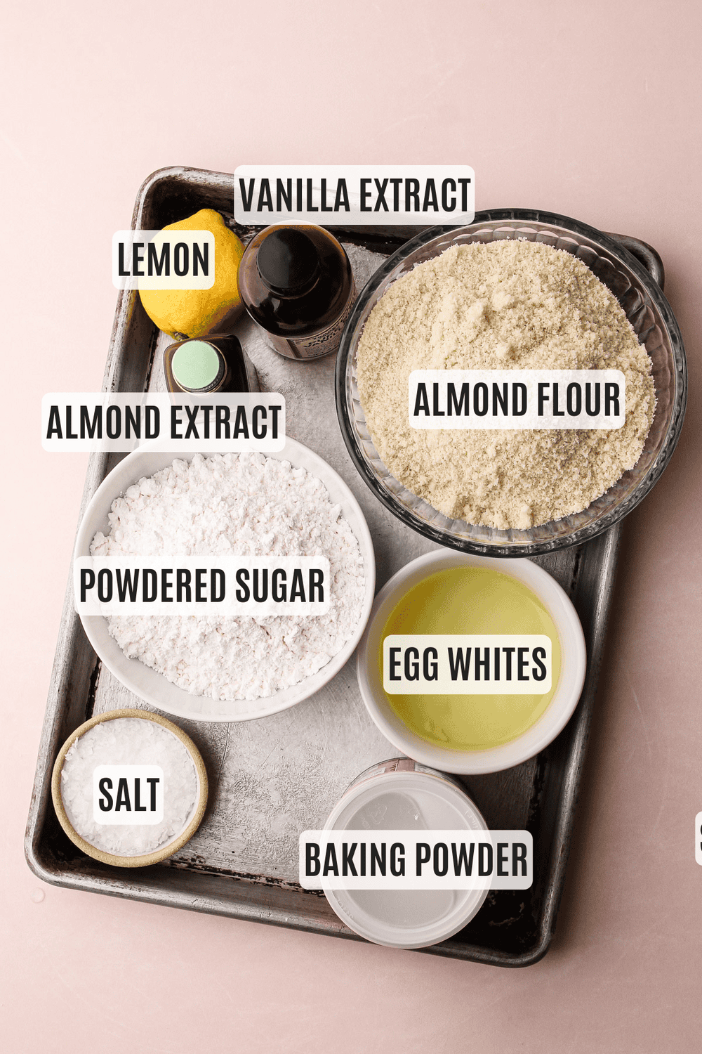 Ingredients for italian almond cookies.