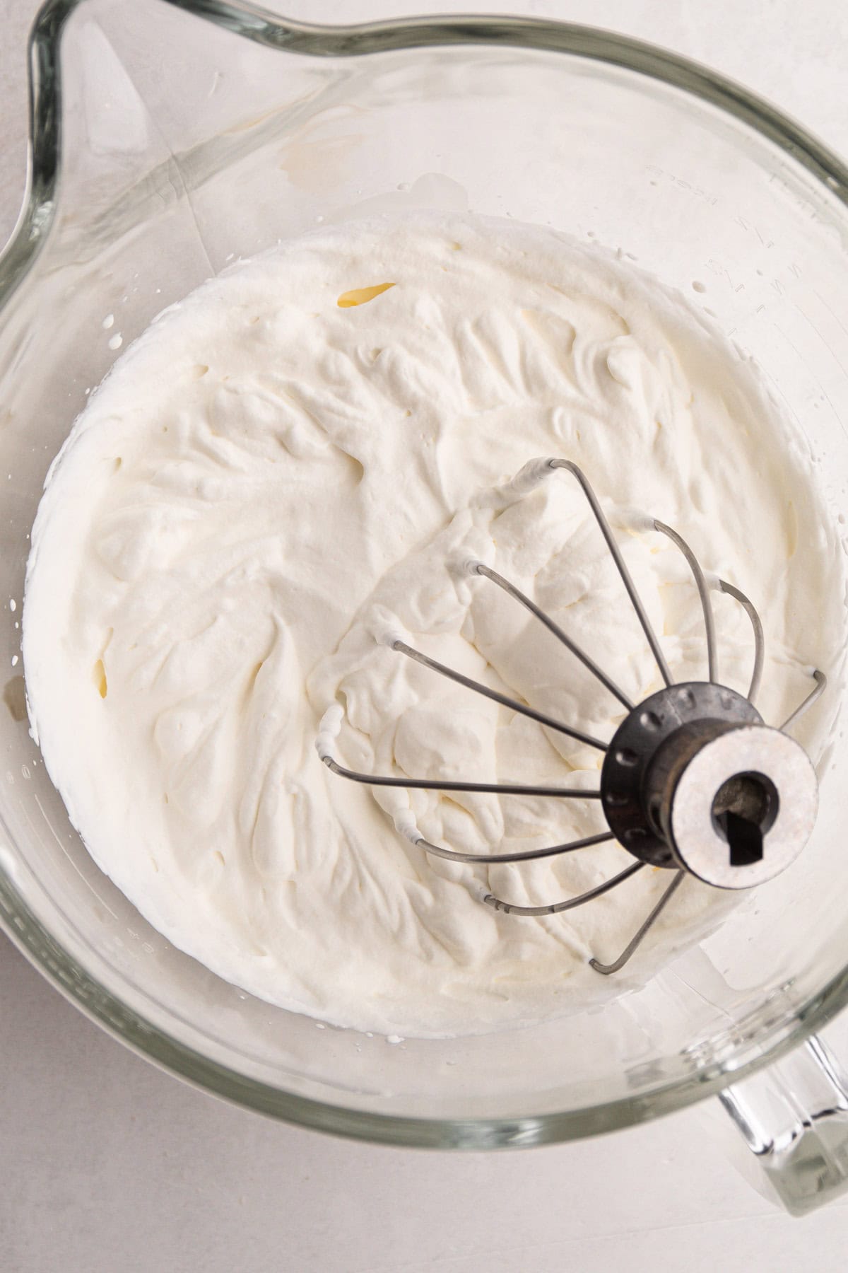 Stabilized whipped cream made with cream cheese.