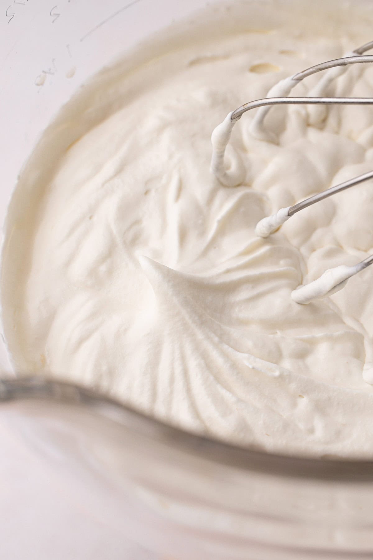 Stabilized whipped cream made with cream cheese.
