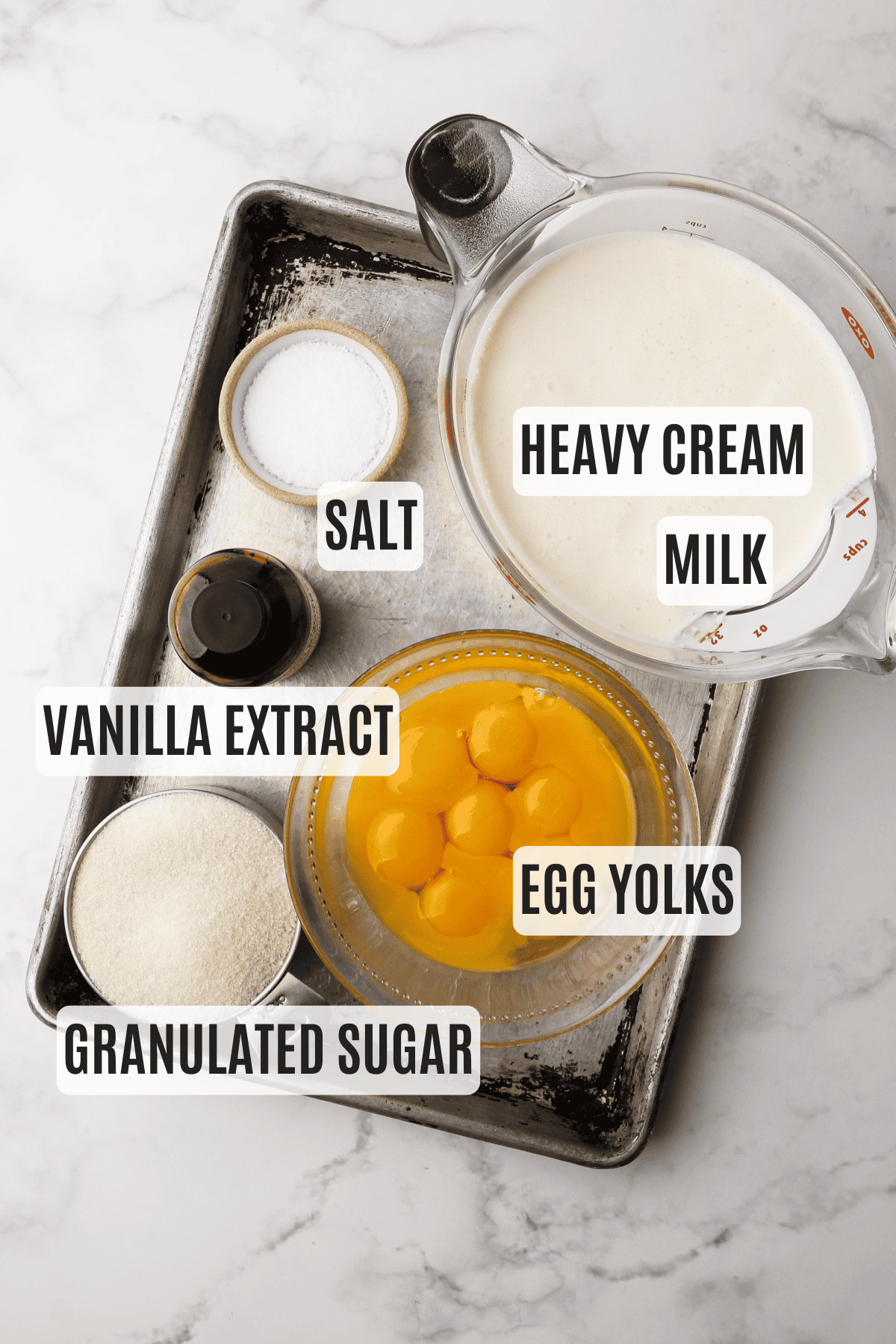 Ingredients for French Vanilla Ice Cream.