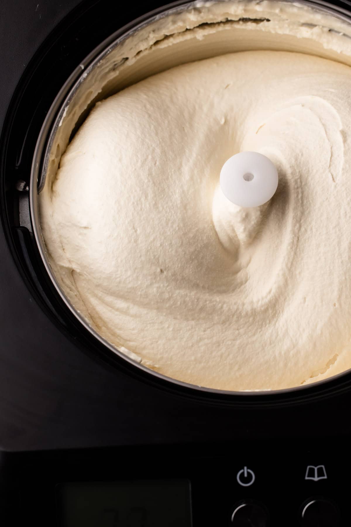 An ice cream machine spinning homemade grapenut custard ice cream.