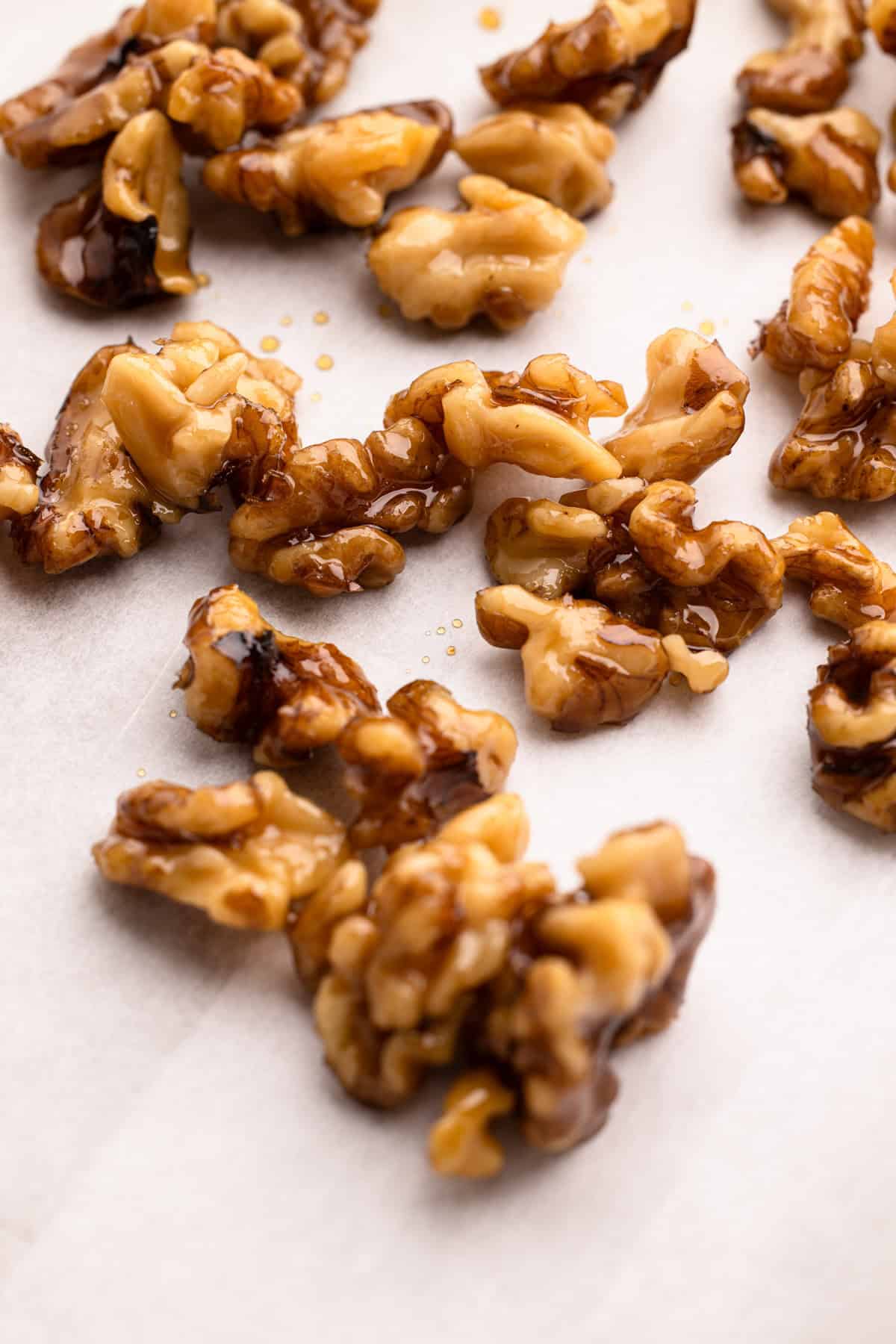 Maple syrup glazed walnuts.