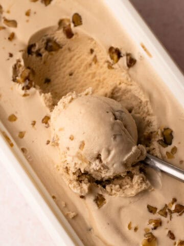 A scoop of maple walnut ice cream.
