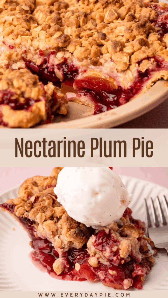A baked nectarine plum pie.