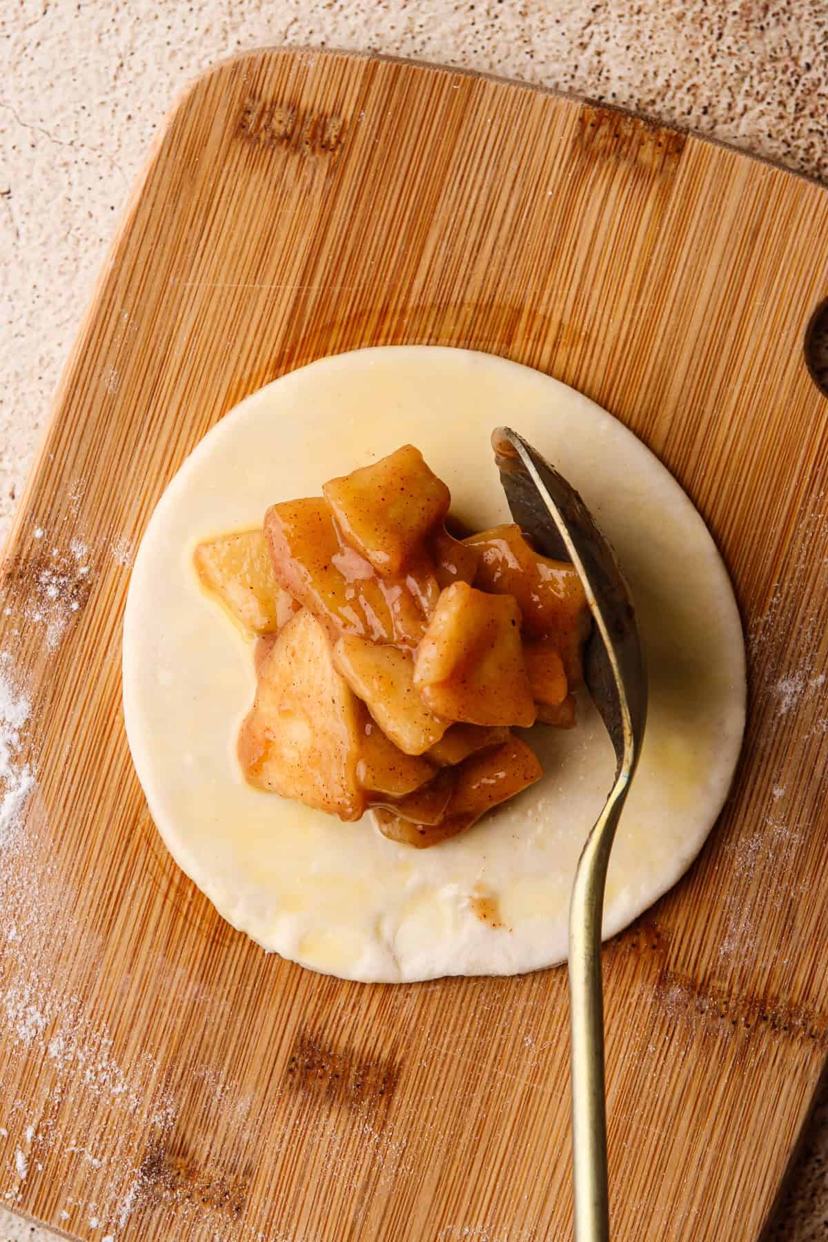 Assembling the hand pies.