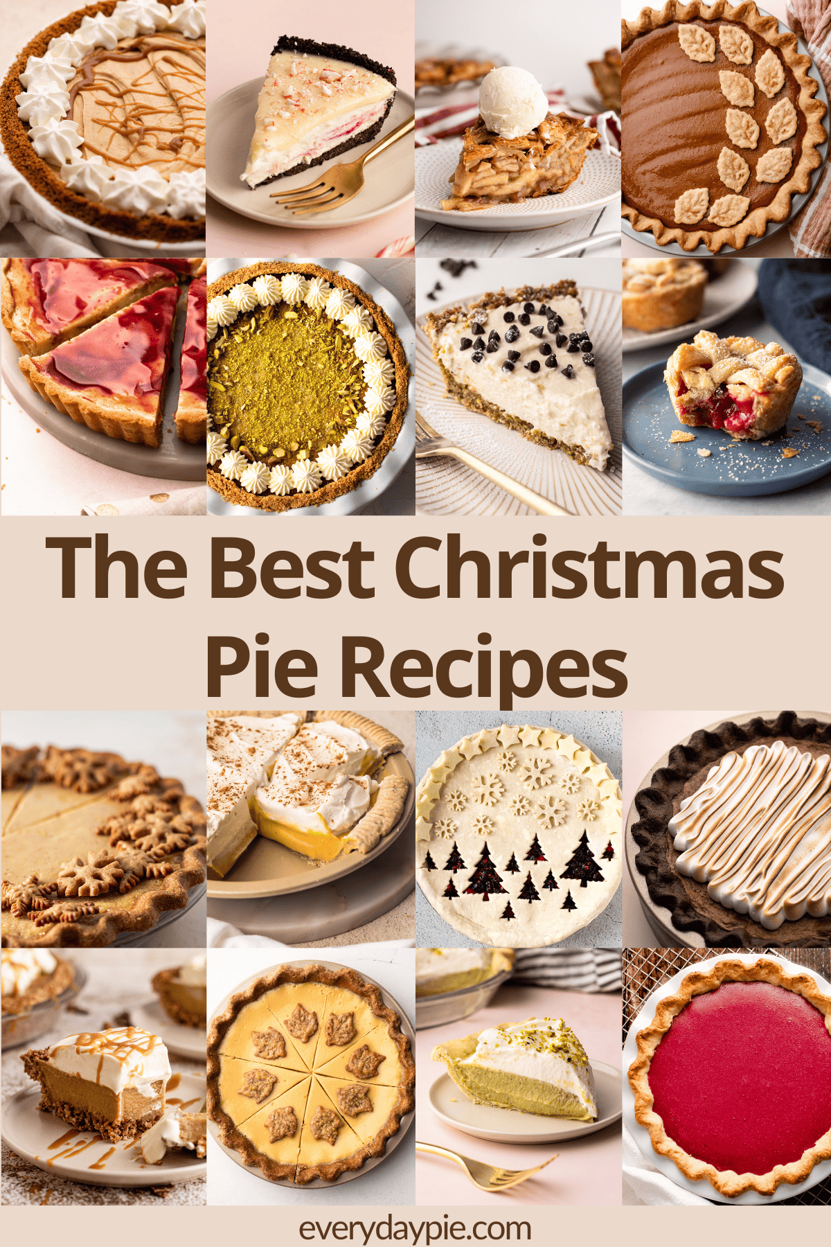 The best christmas pies with sliced and served holiday pies on plates.