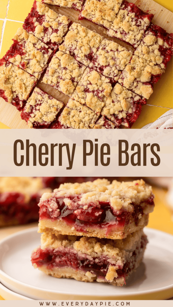 Cherry pie bars baked and sliced.